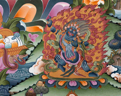 Big Size 4 Armed Chenrezig Thangka | Surrounded by 5 Buddhas, Manjushri and Vajrapani |