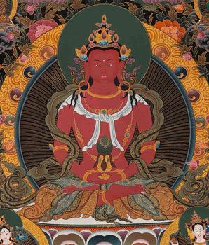 High-Quality Amitayus Buddha Thangka Painting | Buddha Aparamita Thangka Gift
