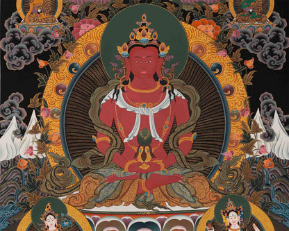 High-Quality Amitayus Buddha Thangka Painting | Buddha Aparamita Thangka Gift