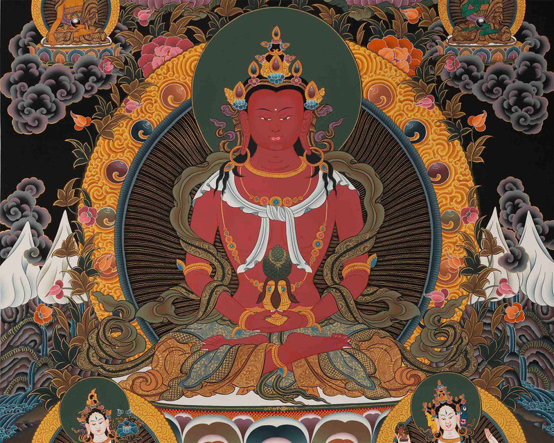 High-Quality Amitayus Buddha Thangka Painting | Buddha Aparamita Thangka Gift