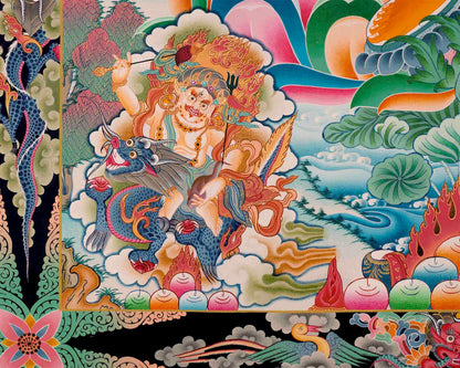 High-Quality Big Five Dzambala Thangka Painting | Tibetan Kubera Thangka | God of Wealth |