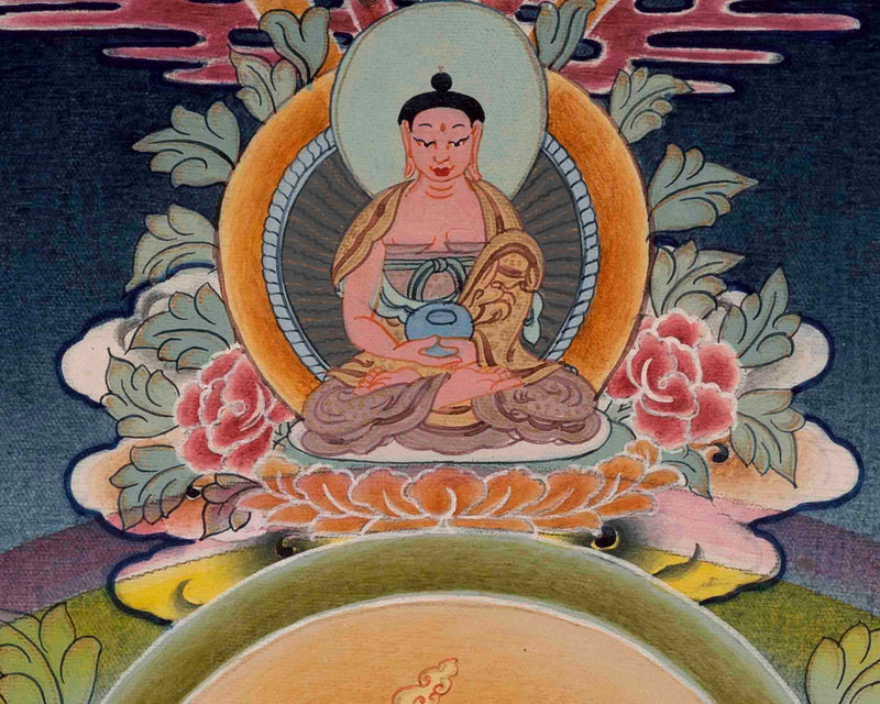 Green Goddess of Compassion with Five Bodhisattva | Green Tara Thanka