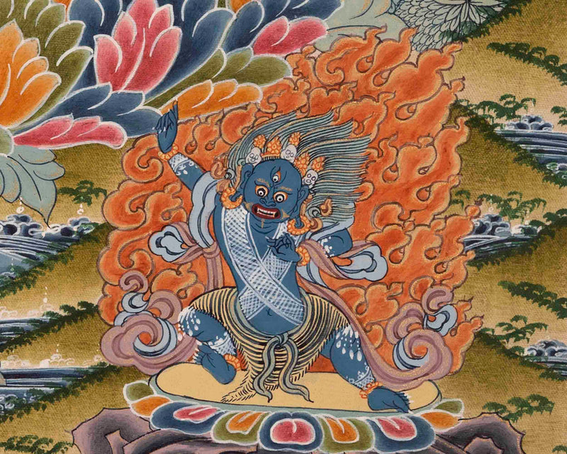 Green Goddess of Compassion with Five Bodhisattva | Green Tara Thanka