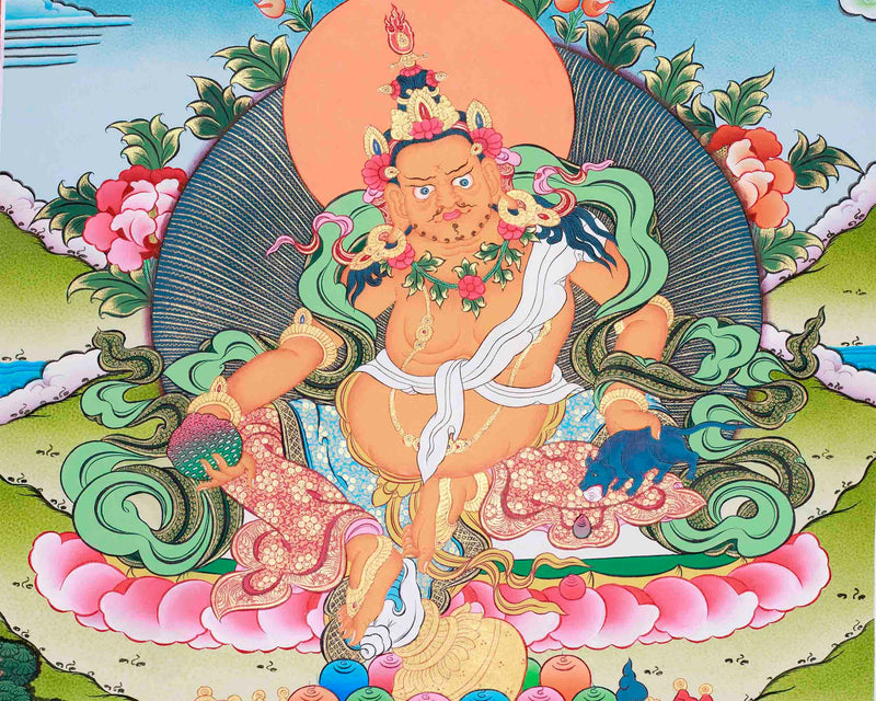 Dzambala God of Wealth | Dzambala Thangka also known as Kubera |