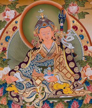 Guru Rinpoche/Guru Padmasambhava Thangka | Tibetan Wall Arts | Handmade Thangka For Home and Office Decor |