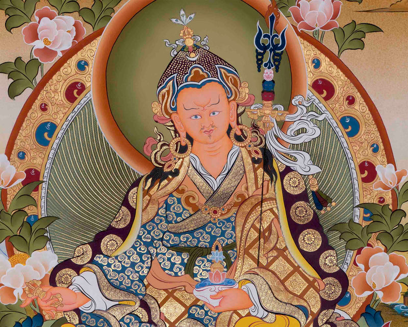 Guru Rinpoche/Guru Padmasambhava Thangka | Tibetan Wall Arts | Handmade Thangka For Home and Office Decor |