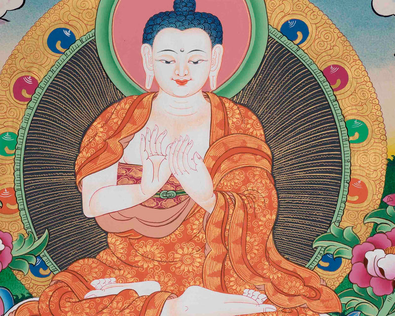 Original Handmade Vairocana Buddha Thangka | Pancha Buddha | Meditation And Yoga |