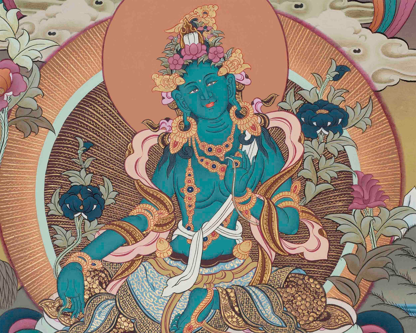 Green Tara Thangka Painting | Beautifully Hand-Painted in Canvas Cotton