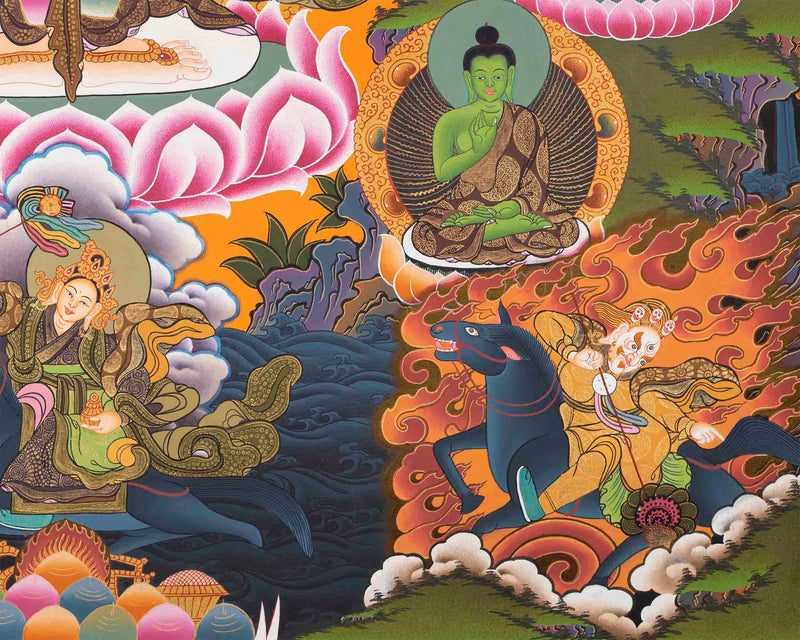 Original Handmade Lokeshvara with 1000 Armed | Chengrezig Thangka | Tibetan Thangka Painting |