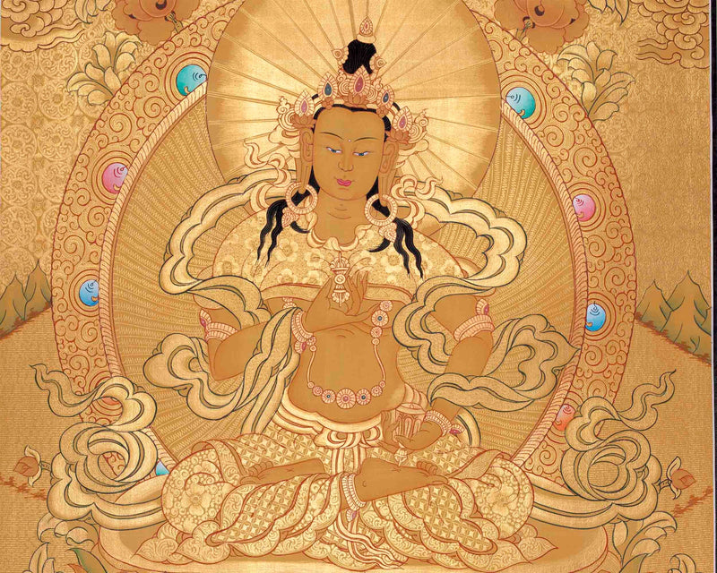 Original Full Gold Style Vajrasattva Thangka |  Hand-Painted Thanka