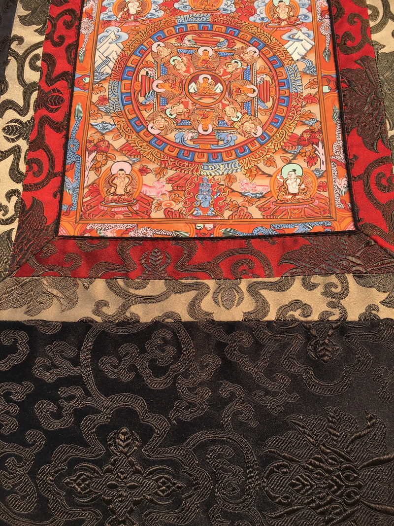 Brocaded Buddha Mandala Thangka Painting | Vibrant Colored Buddha Mandala