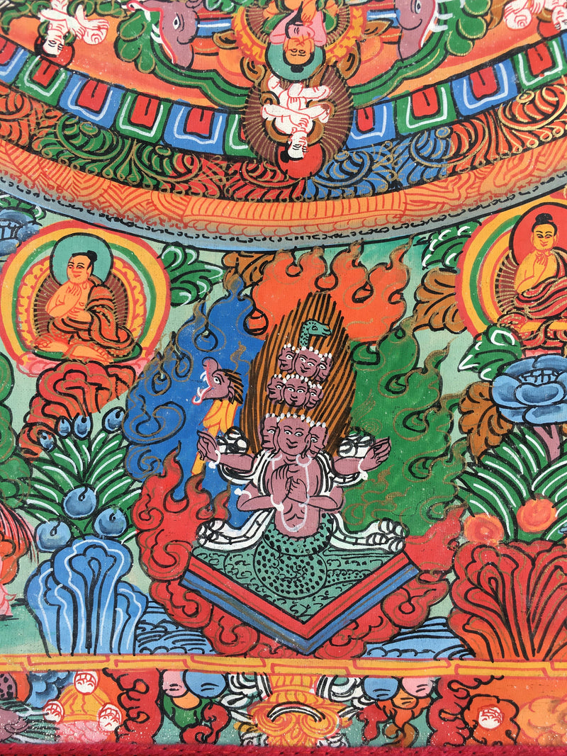 Avalokiteshvara Buddha Mandala Thangka with Brocade | Avalokiteshvara Mandala