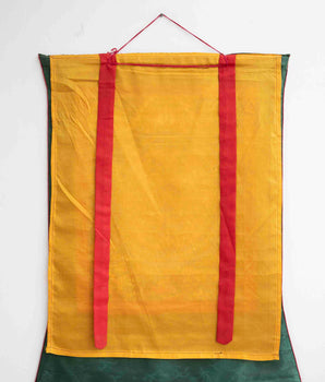 Hand-Painted Original Buddha Mandala Thangka with Brocade | Tibetan Wall Hanging