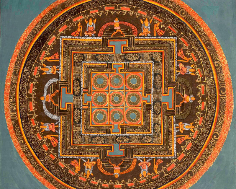 Vintage Full Gold Mandala Thangka | Tibetan Wall Hanging| Yoga Meditation Tool | Spiritual Art For Altar Space | Best For Housewarming Gift