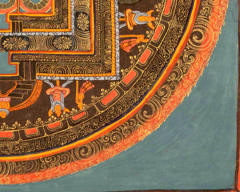 Vintage Full Gold Mandala Thangka | Tibetan Wall Hanging| Yoga Meditation Tool | Spiritual Art For Altar Space | Best For Housewarming Gift