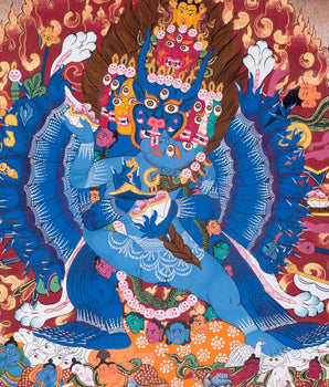 Yamantaka With Consort Thangka | Yab Yum |Uniting Wisdom and Compassion | Tibetan Buddhist |