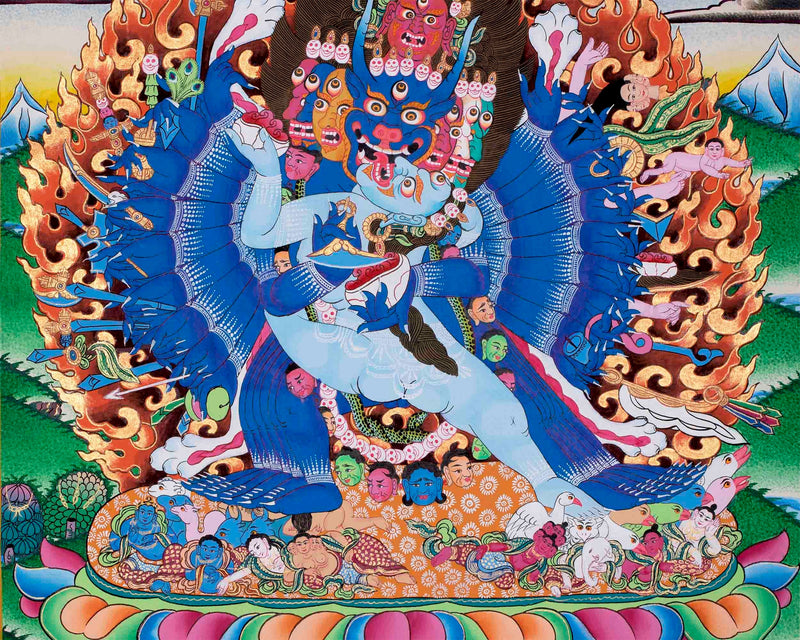 Yamantaka With Consort Thangka | Yab Yum |Uniting Wisdom and Compassion | Tibetan Buddhist |