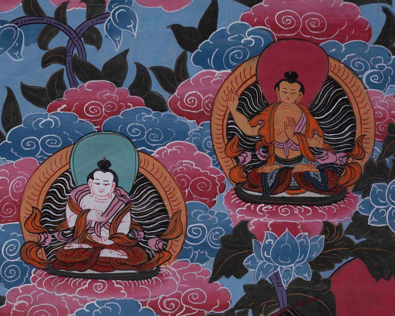 30+ Year Big Size Green Tara Thangka Surrounded By Boddhisattvas | Wall Decor Painting