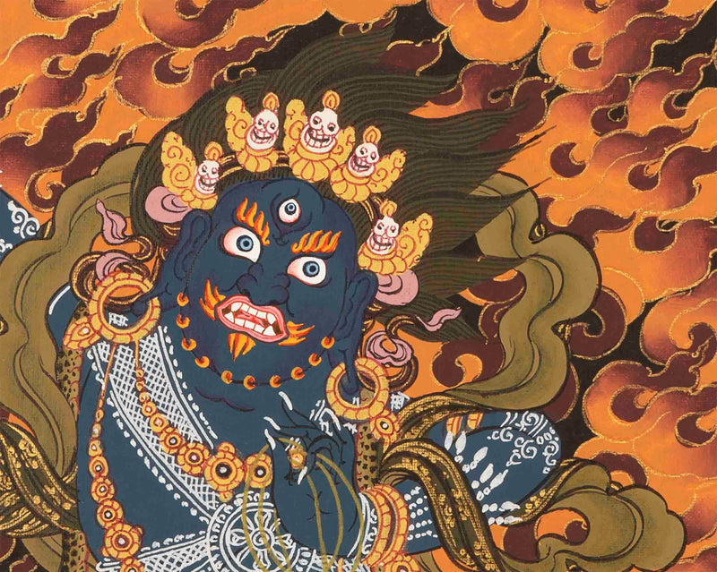 Small Size Vajrapani Thangka | Tantric Wrathful Bodhisattva Painting