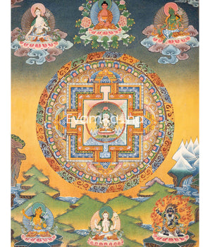 Vintage Vajrsattva Mandala Thangka |Genuine Hand-Painted | Ritual Thanka | Traditional Tibetan Paint |