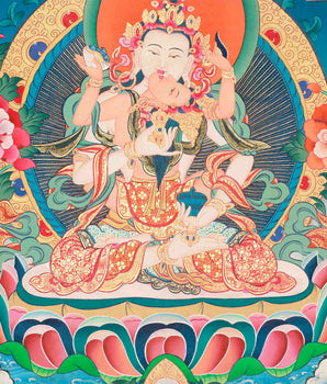 Vajrasattva Shakti Hand-Painted Thangka | A Union Of Wisdom and Compassion Yog