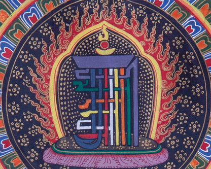 Genuine Kalachakra Mantra Mandala Thangka With Green Brocade | Thangka From Nepal