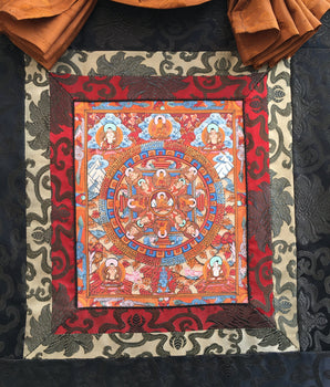 Brocaded Buddha Mandala Thangka Painting | Vibrant Colored Buddha Mandala