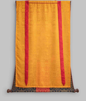 Original Brocaded Dzambala Thangka With Brocade | Tibetan Wall Hanging