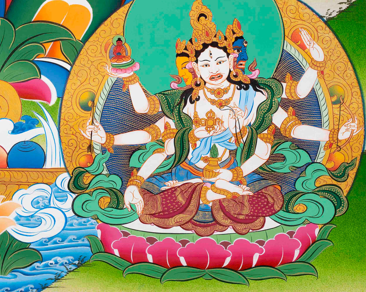 Beautifully Hand-Painted White Tara | Female Bodhisattva Thangka | Mother Goddess |