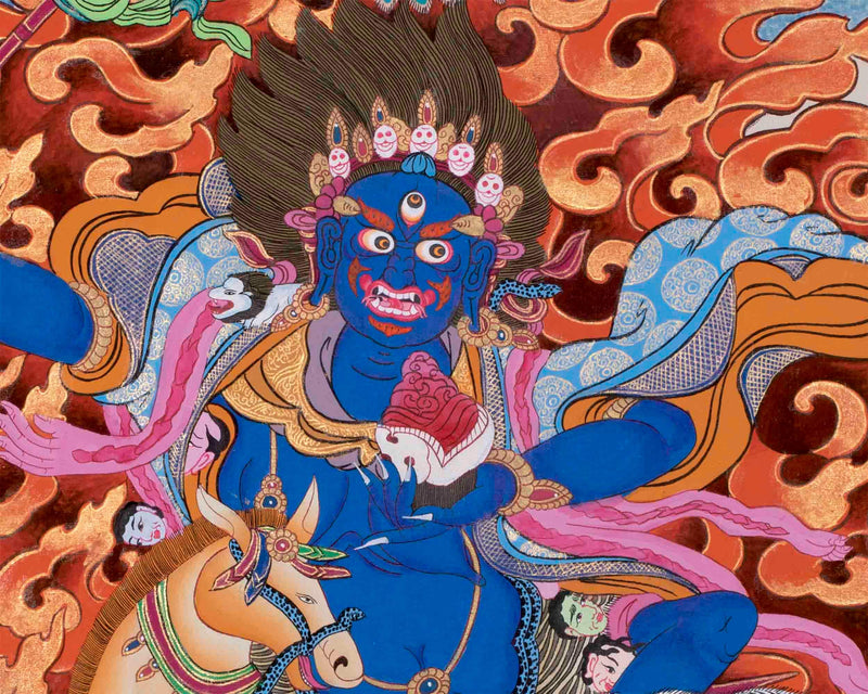 Palden Lhamo Tibetan Buddhist Thangka | Feminist Deity Vajrayana Fine Thangka Art for Protection