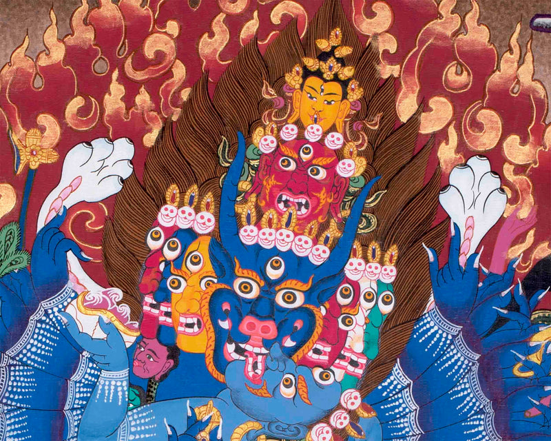 Yamantaka With Consort Thangka | Yab Yum |Uniting Wisdom and Compassion | Tibetan Buddhist |