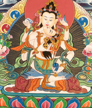 Original Hand-Painted Dorje Sempa Yab Yum Thangka | Dorje Vajra Dorje | Fine Thangka Painting |