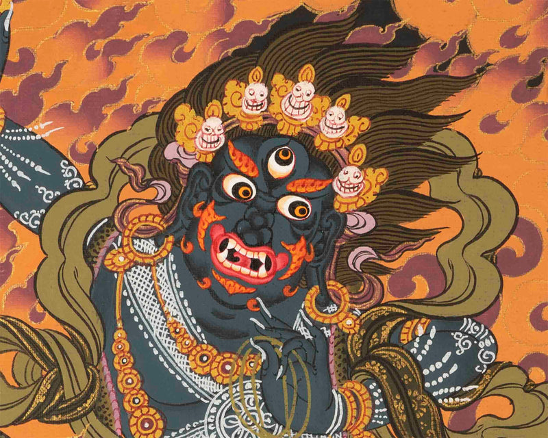 Small Size Vajrapani Thangka | Tantric Wrathful Bodhisattva Painting