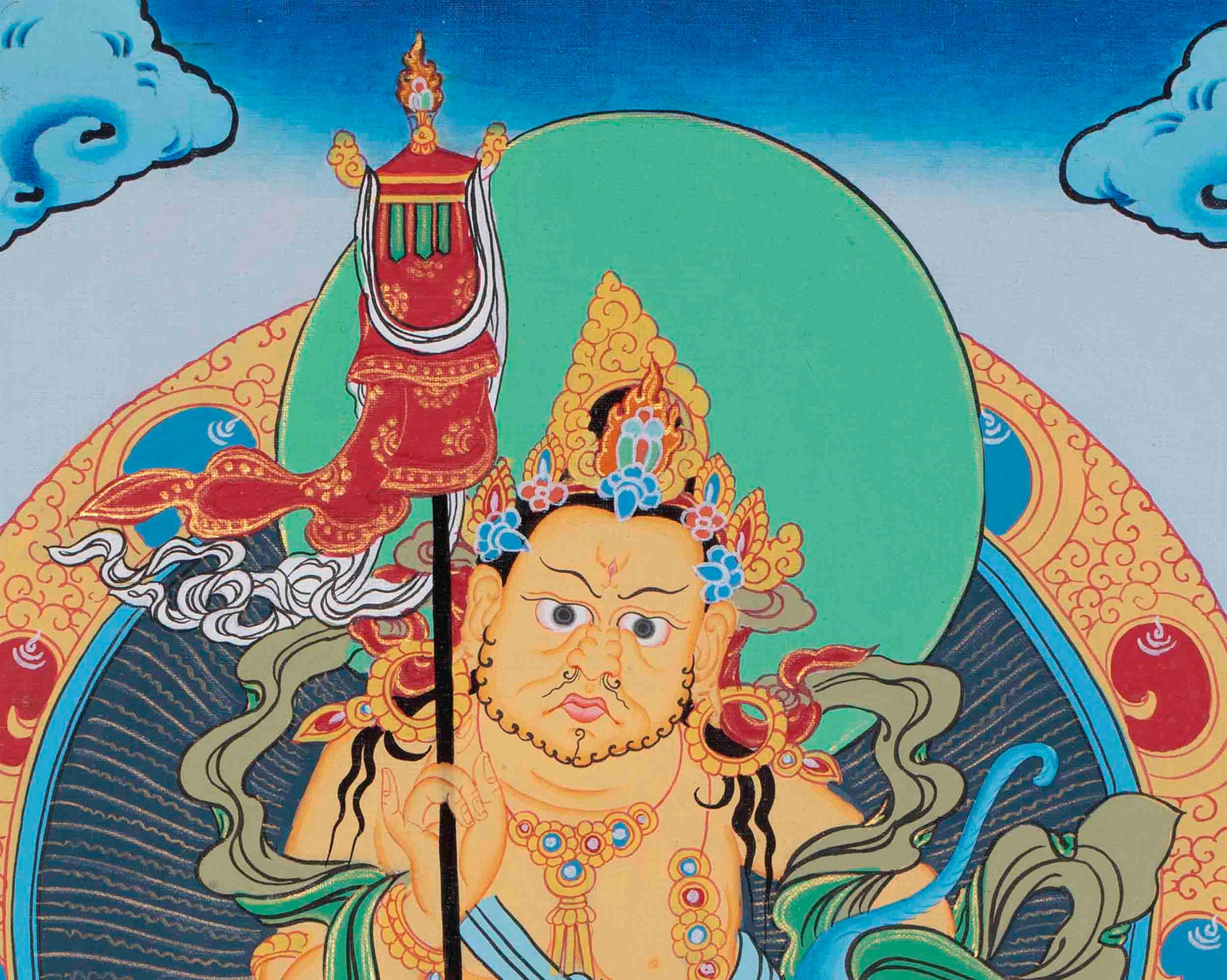 Namtose Thangka Painting | Buddhist Deity of Wealth | Tibetan Wall Hanging