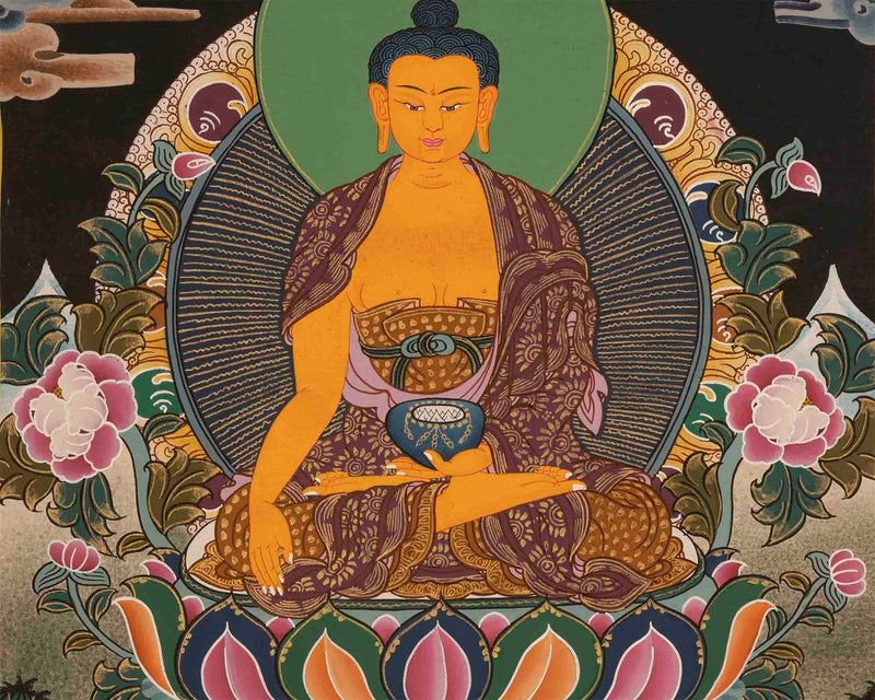 Traditional Hand-Painted Shakyamuni Buddha Thangka | Buddhist Religious Painting