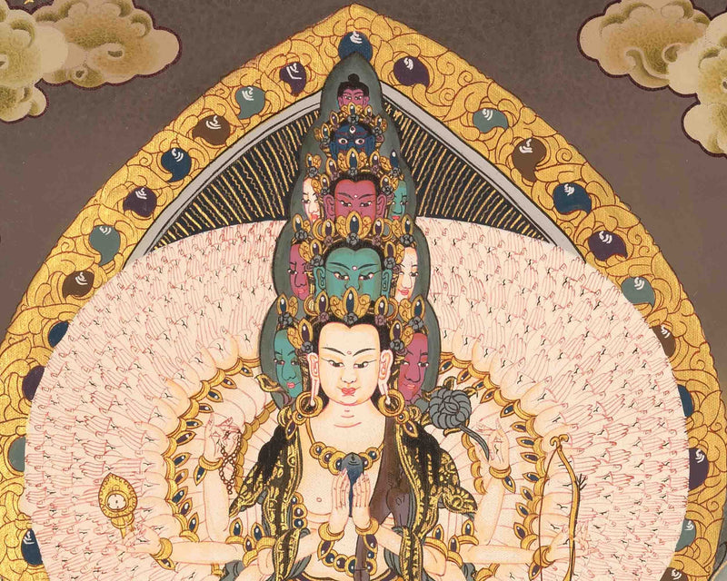 1000 Armed Avalokiteshvara | Original Handpainted Lokeshvara Thangka |