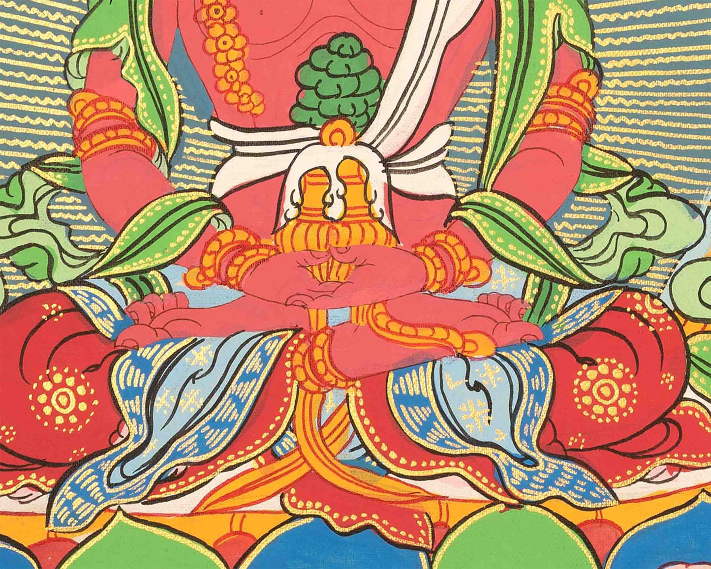 Genuine Hand-Painted Buddhist Thangka of Amoghasiddhi and Amitayus