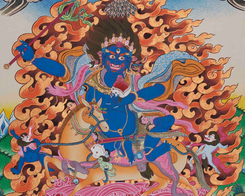 Palden Lhamo Tibetan Buddhist Thangka | Feminist Deity Vajrayana Fine Thangka Art for Protection