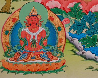 Original Hand-Painted White Tara and Namtose Thangka | Fine Quality Thangka Painting |