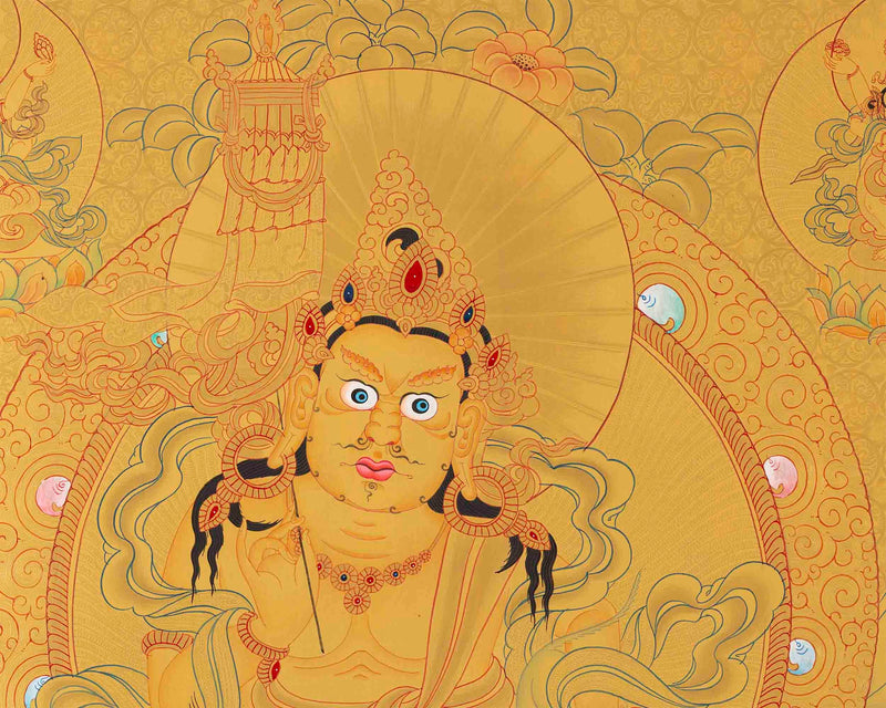 Genuine Hand-Painted Gold Style Namtose | Vaishravana Thangka Painting |