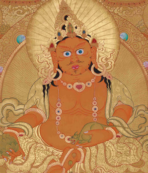 Full Gold Dzambala With Five Dhyani Buddhas | Kubera Thangka |