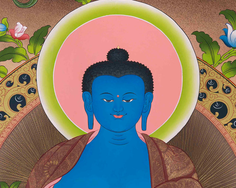 Original Hand-Painted Medicine Buddha Thangka | Peace And Prosperity