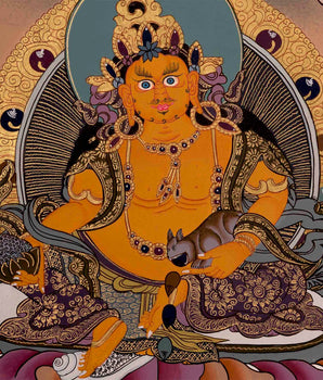 Yellow Dzambala Thangka | God of Wealth in Tibetan Buddhism |