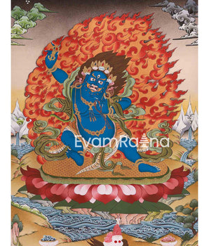 Vajrapani Thangka | Thunderbolt Holder | Wrathful Protector |Powerful Bodhisattva of Spiritual Strength |