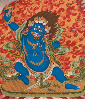 Vajrapani Thangka | Thunderbolt Holder | Wrathful Protector |Powerful Bodhisattva of Spiritual Strength |