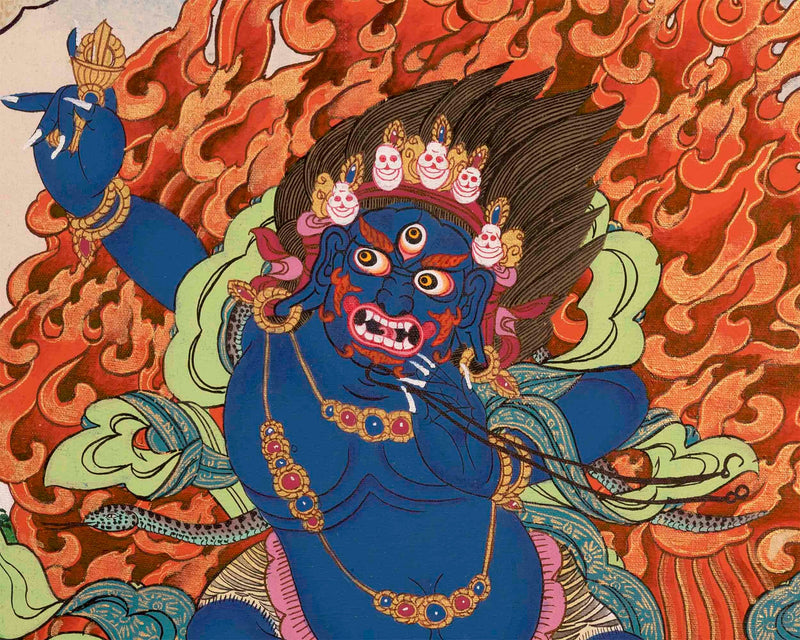 Original Hand-Painted Vajrapani Thangka | Fierce Protector |