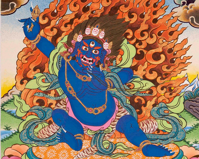 Original Hand-Painted Vajrapani Thangka | Fierce Protector |