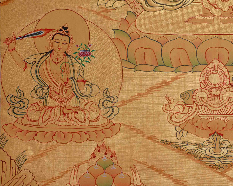 Gold Style Lokeshvara Thangka | 1000 Armed Chenresig Avalokiteshvara Painting