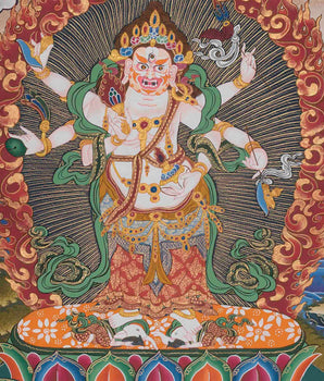 Six Armed White Mahakala Thangka | Gonkar Tibetan Buddhism Thangka Painting