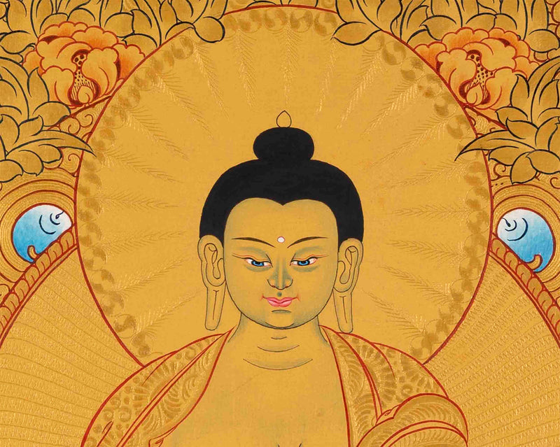 Gold Painted Medicine or Blue Buddha | Original Hand-Painted Bhaisajyaguru Thangka